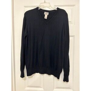 LL Bean mens Cotton Cashmere VNeck Sweater Size L